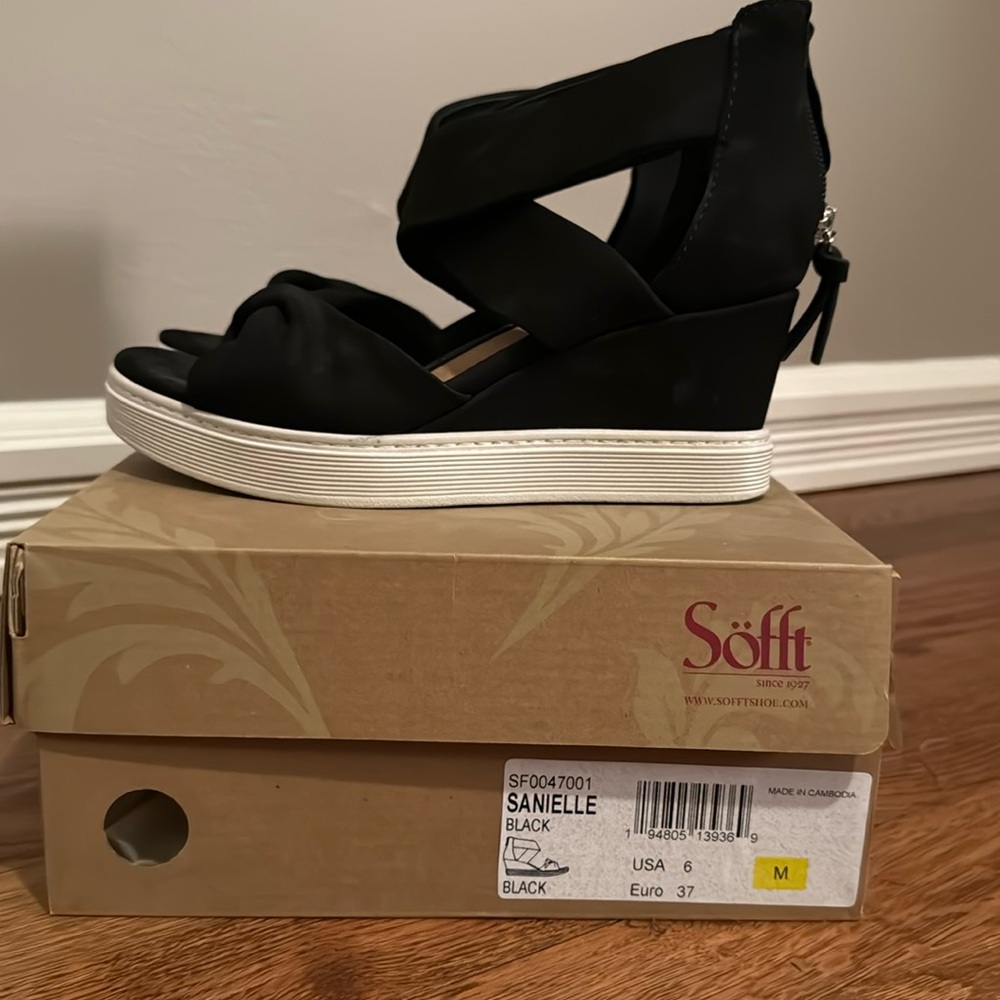 Softt black suede platform sandals